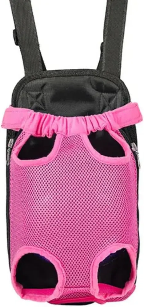 Mochila Canguru para Transporte de Cachorros e Gatos, Tecido Acolchoado e Respirável, Alças Ajustáveis, Usada tanto na Frente Quanto Nas Costas, Passeio Com Seu Pet- QH Shopp (Rosa Escuro, GG)